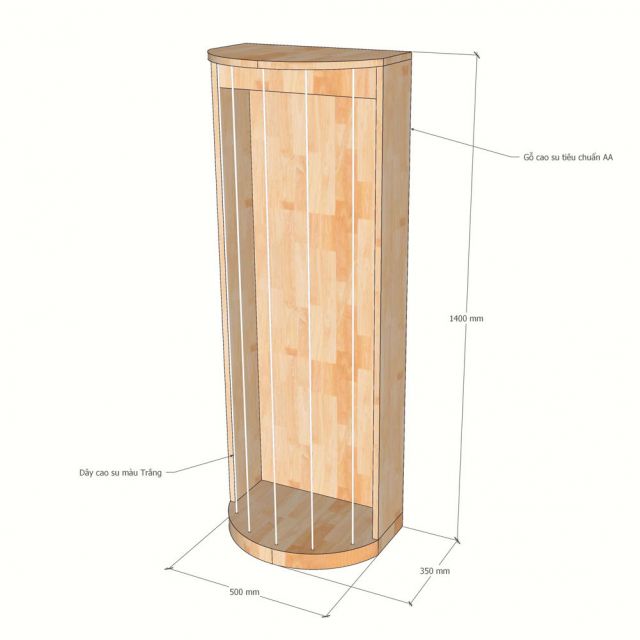 Kệ để thú nhồi bông 50x35x140cm gỗ cao su TREM001